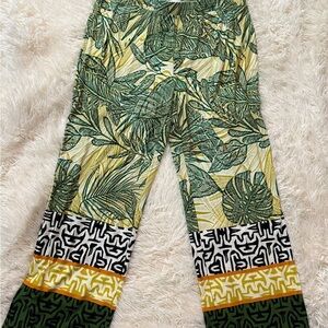 Peck & Peck Green and Yellow Wide Leg Pants Size L